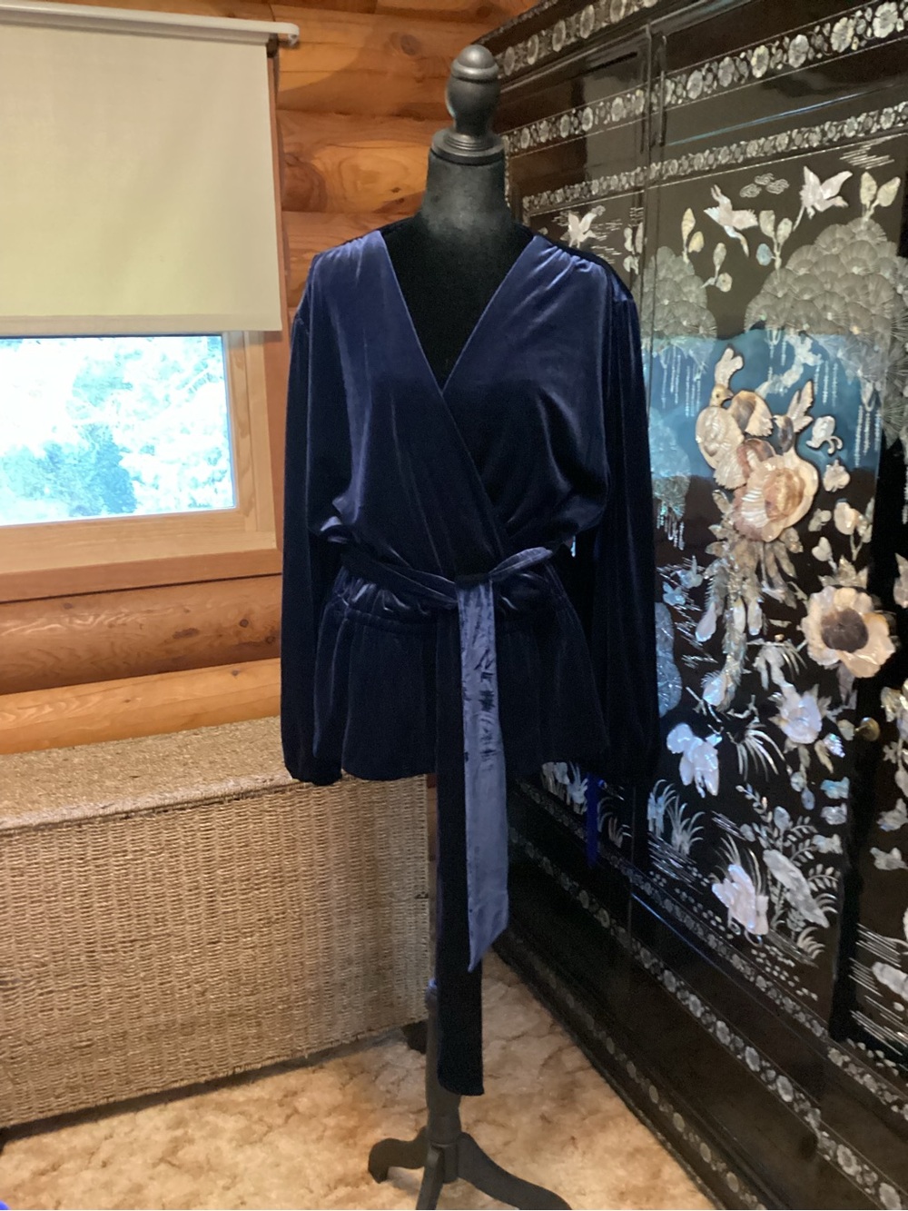Ralph Lauren Deep Navy Velvet Tunic Top